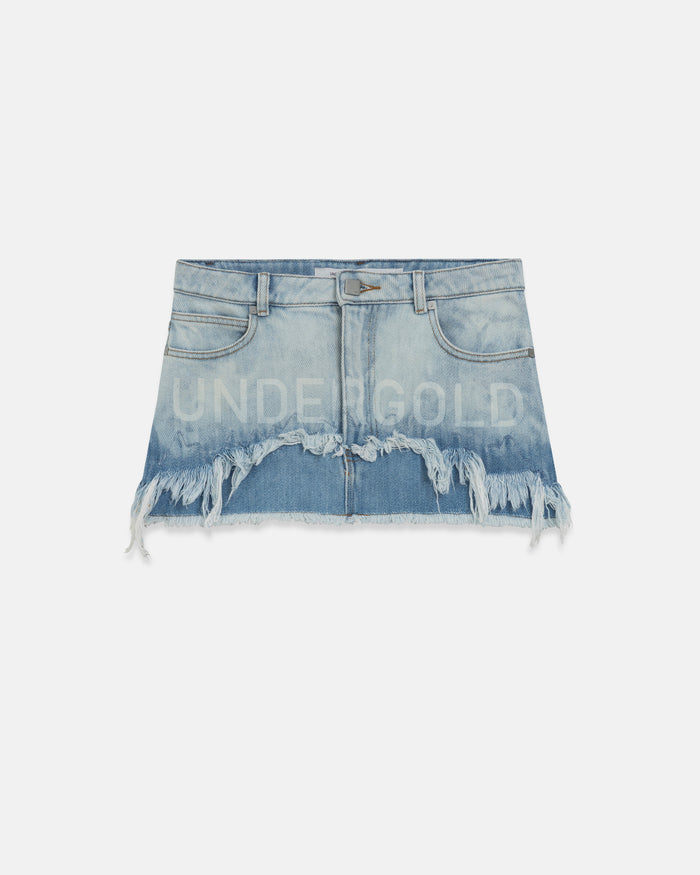 W Holy State UNDRGLD Double Destroyed Mini Skirt Blue
