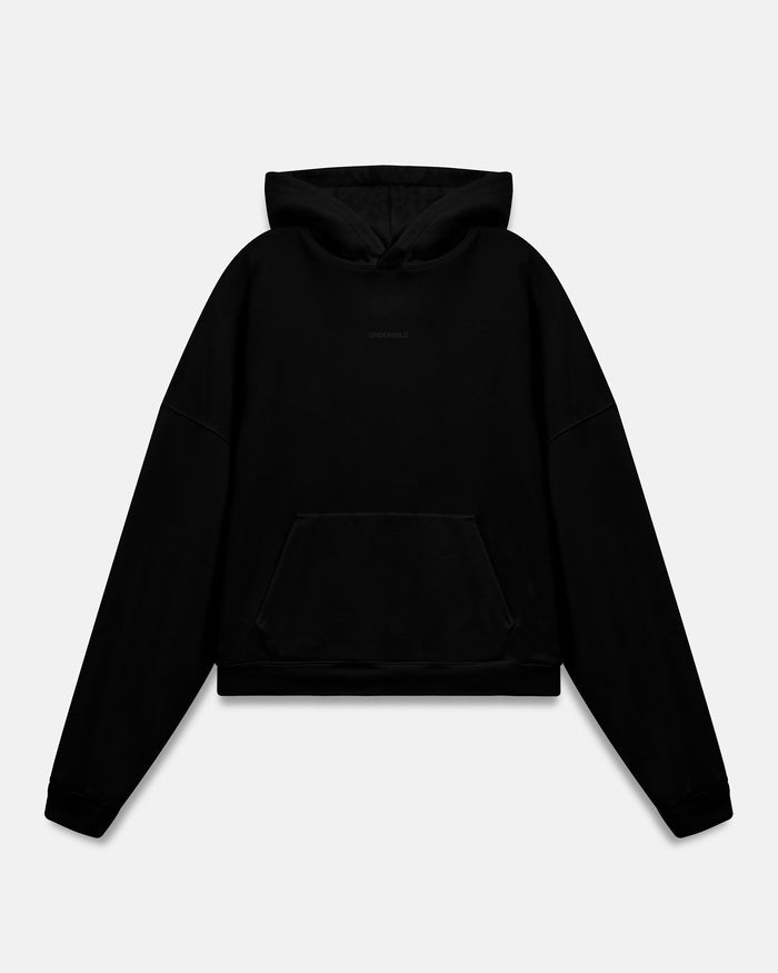 W Line Basic Boxy Fit Hoodie Black