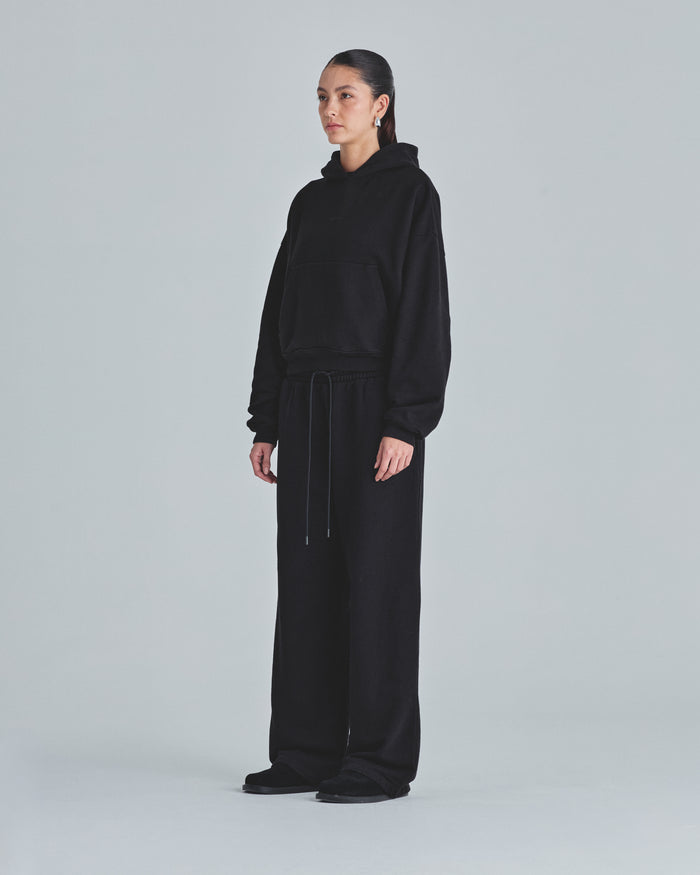 W Line Basic Boxy Fit Hoodie Black