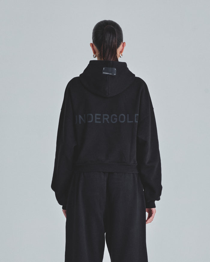 W Line Basic Boxy Fit Hoodie Black