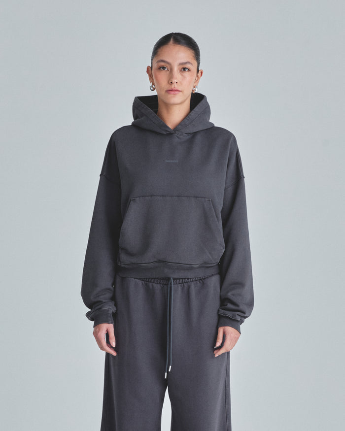 W Line Basic Boxy Fit Hoodie Dark Gray