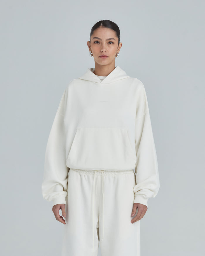W Line Basic Boxy Fit Hoodie White