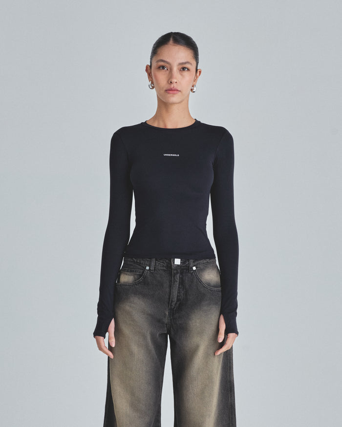 W Line Basic Long Sleeve Tshirt Black