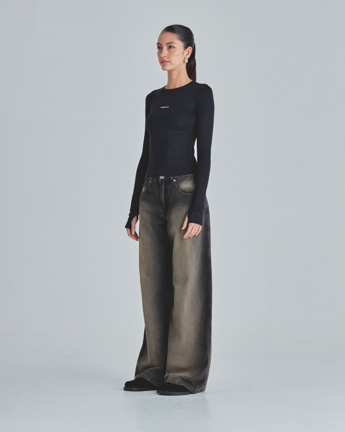 W Line Basic Long Sleeve Tshirt Black