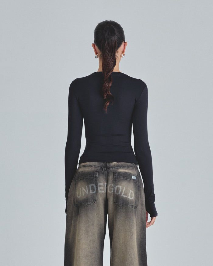 W Line Basic Long Sleeve Tshirt Black