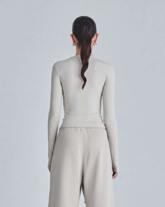W Line Basic Long Sleeve Tshirt Light Gray