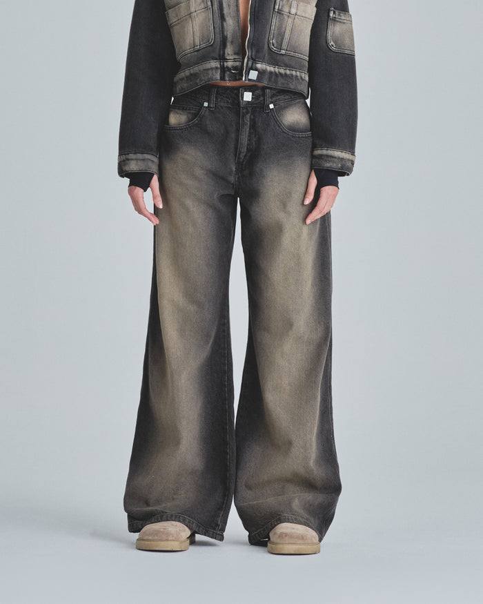 W Line Basic Wide Jeans Dirty Black