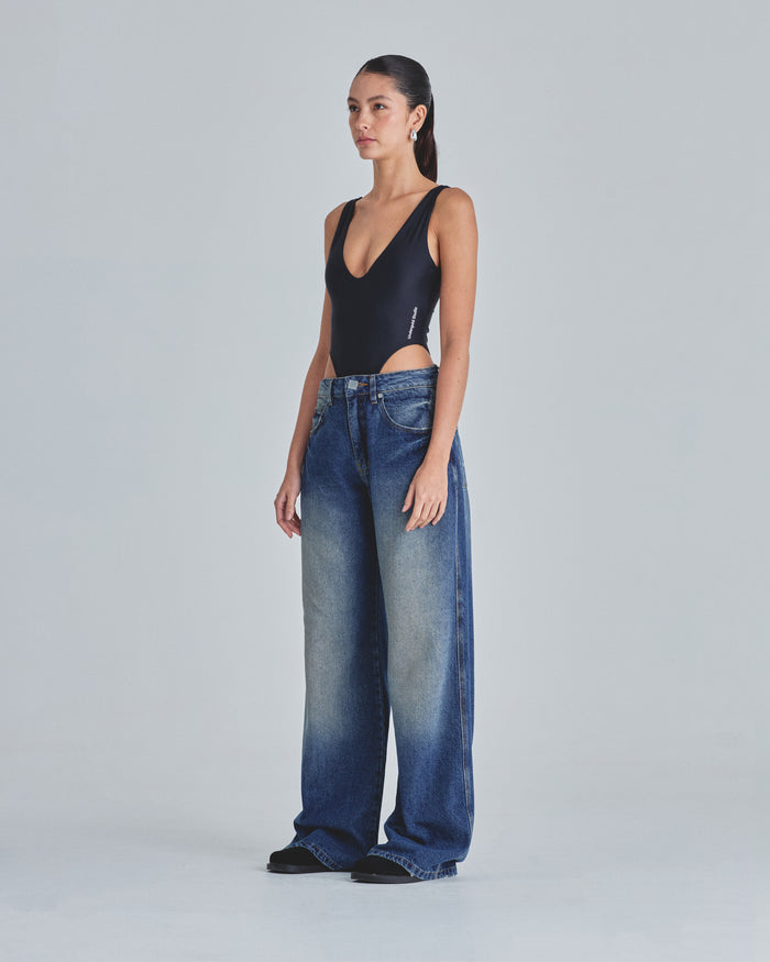 W Line Basic Wide Jeans Mid Blue