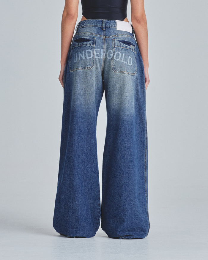 W Line Basic Wide Jeans Mid Blue
