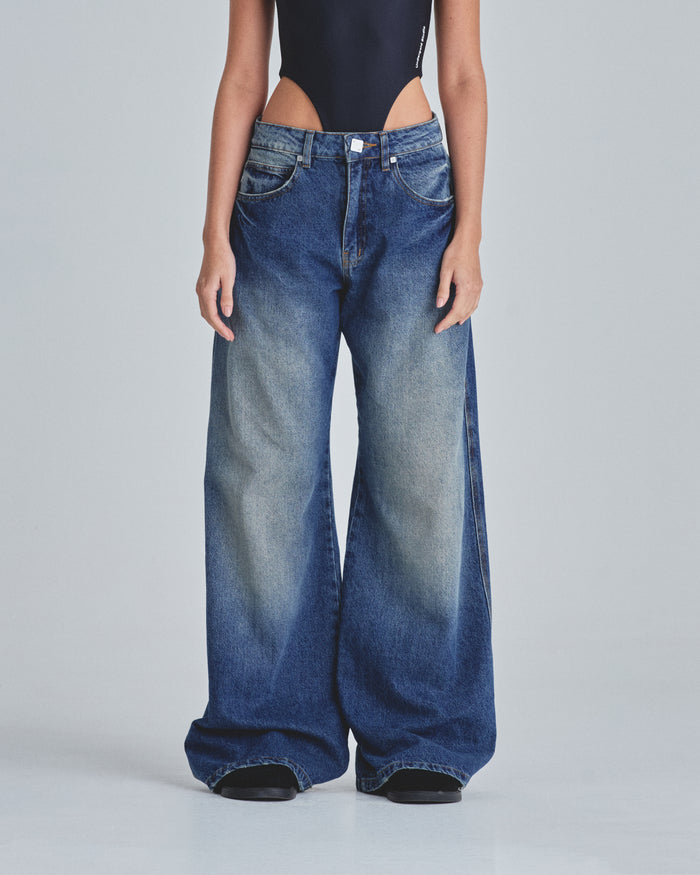W Line Basic Wide Jeans Mid Blue