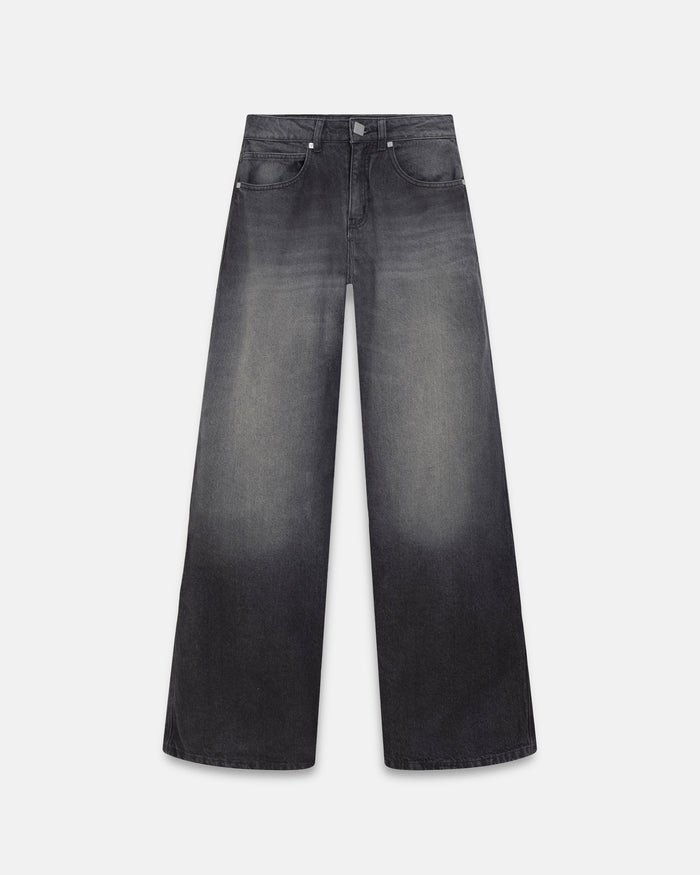W Line Basic Wide Jeans Washed Black