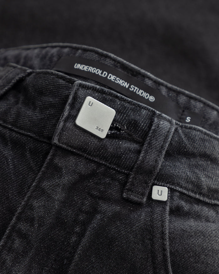 W Line Basic Wide Jeans Washed Black