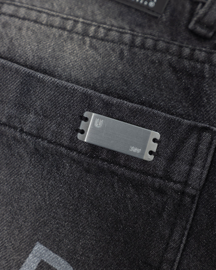 W Line Basic Wide Jeans Washed Black