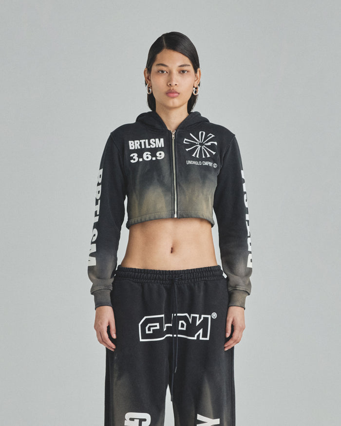W Spring Pray 4 Love Zip Up Slim Fit Hoodie Sandblast Gray Flame