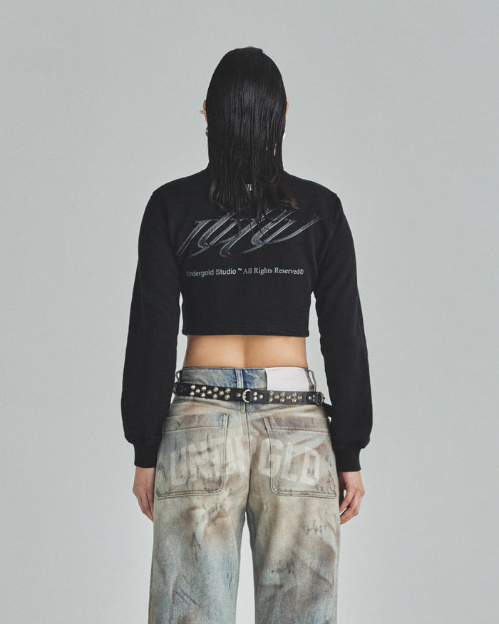 W Spring Unity Zip Up Slim Fit Crewneck Black