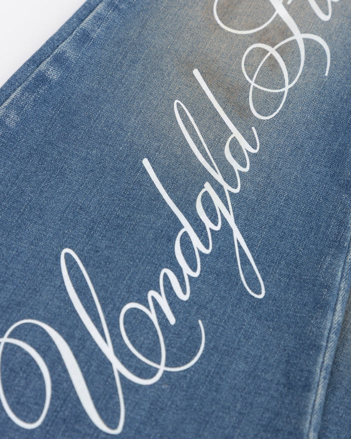 W Stardust Undgld Studio Flare Jeans Mechanic Blue