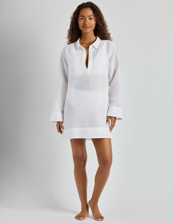 Lauren Ralph Lauren Wide Cuff Tunic Cover Up - White - Simply Beach UK