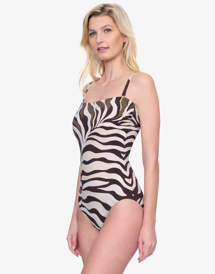 Gottex Wildest Dream Bandeau Swimsuit - Multi Brown - Simply Beach UK