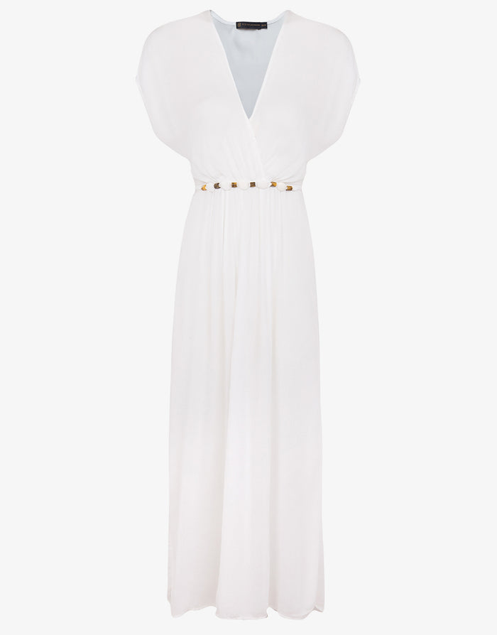 Yara Detail Long Cover Up - Off White - Simply Beach UK